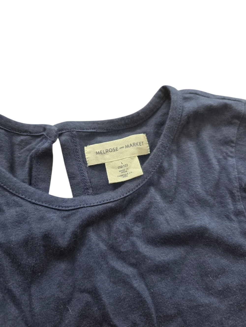 Melrose & Market Girls Navy Short Sleeve Cotton Open Back Romper L